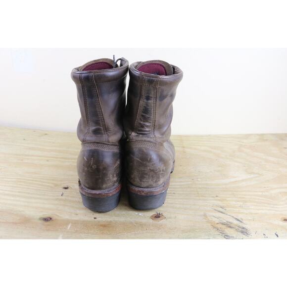 Vintage Chippewa Boots Mens 11E Brown Leather Vibram Steel Toe Work Logger 20091 main image 7